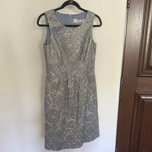 Lela Rose Metallic Silver Midi Dress